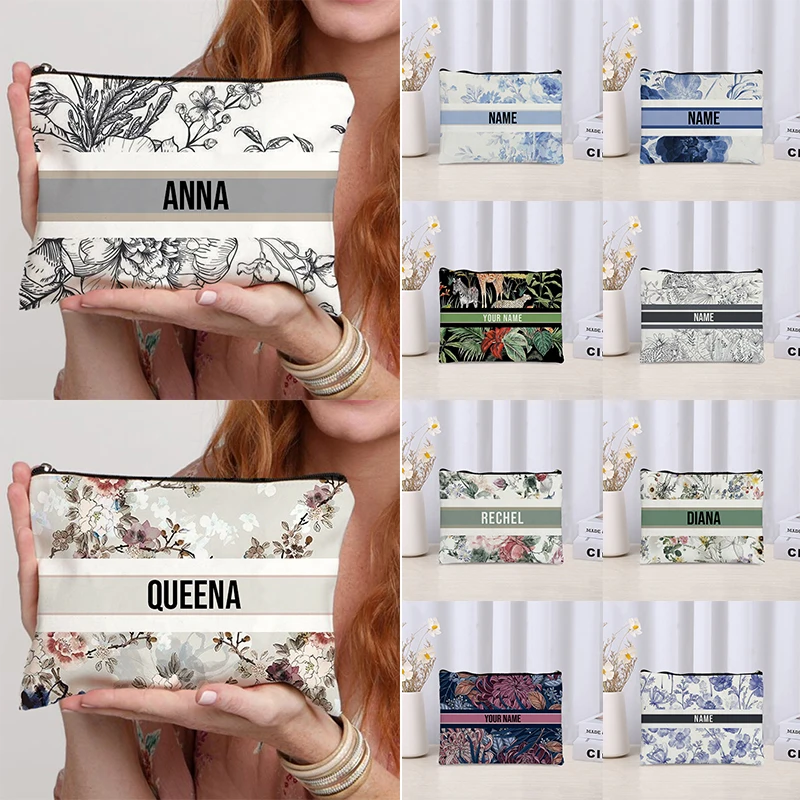 Luxury Bags Brand Names - Custom ชื่อ Vintage แต่งหน้ากระเป๋าของขวัญเพื่อนเจ้าสาวอินเทรนด์ดอกไม้ Travel เครื่องสําอางค์แบรนด์หรูห้องน้ํากระเป๋าด้านข้างสําหรับสุภาพสตรี