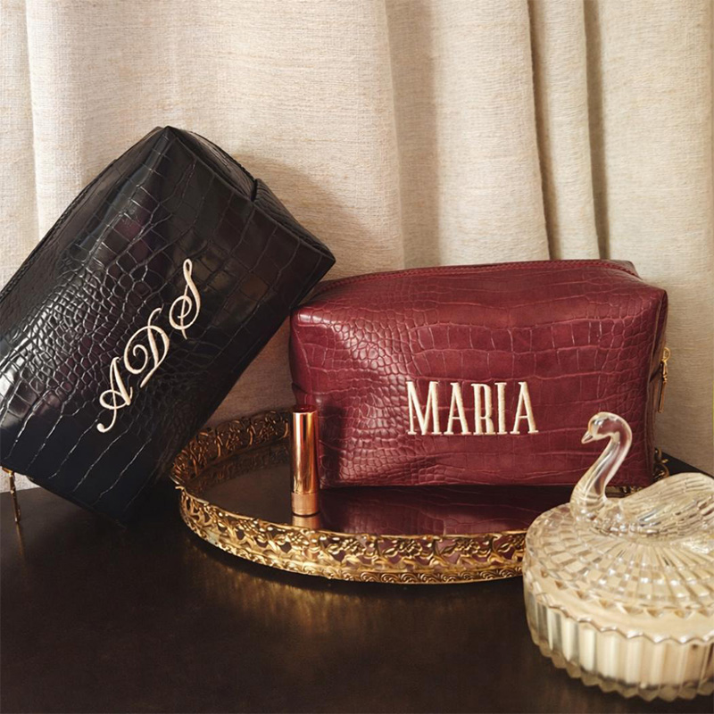 กระเป๋าเครื่องสำอางปักลาย Croc - Luxury Bags Vegan บทวิจารณ์และราคา